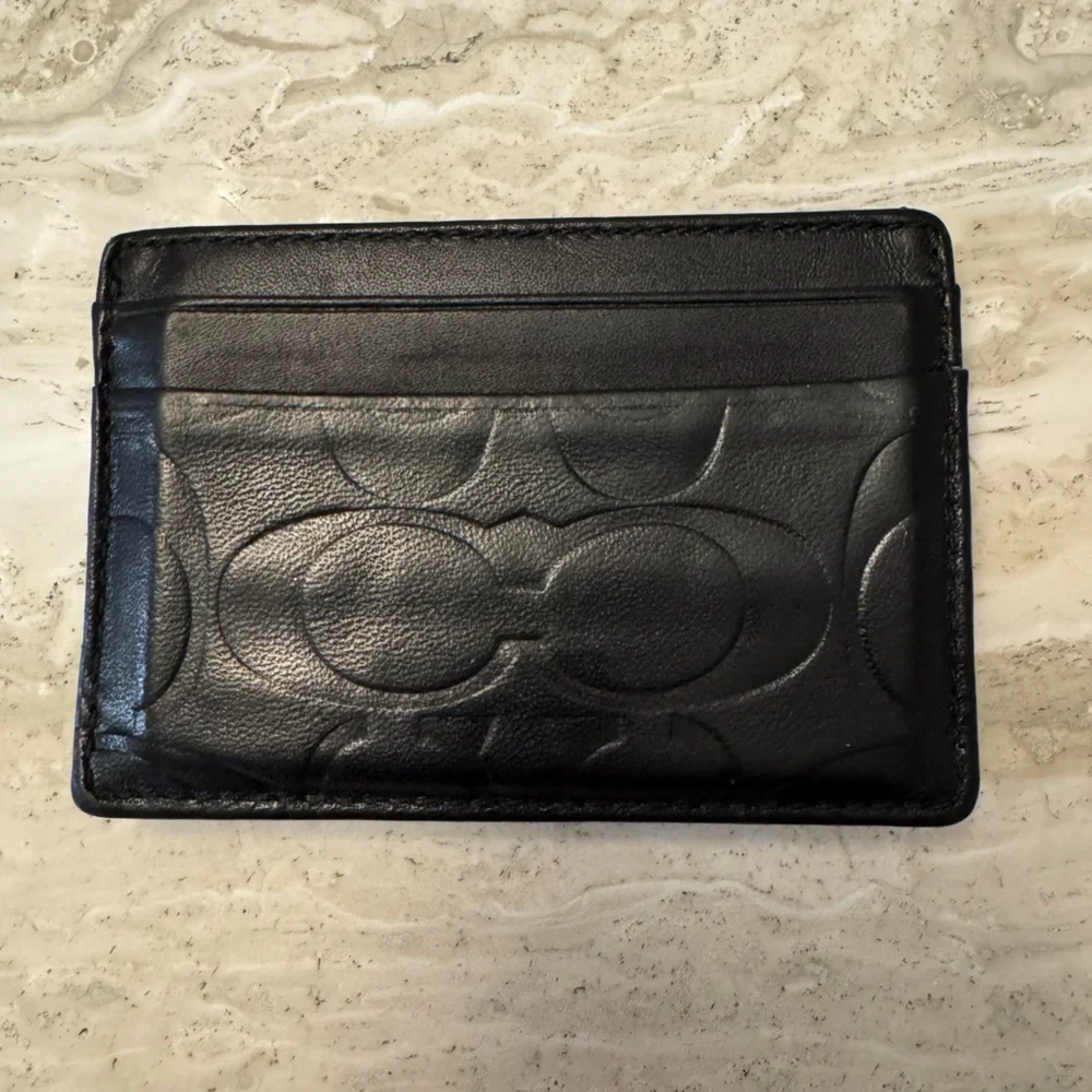 COACH Men’s Black Embossed Card Holder and Money Clip